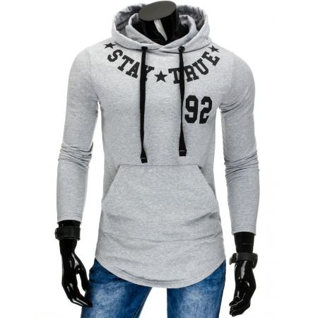 Šedá pánská mikina s kapucí