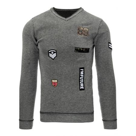 Pohodlný pánský svetr do v šedý