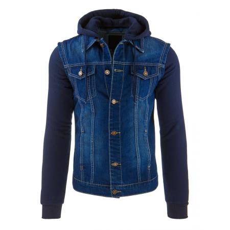 Pánská stylová jeansová (džínová) bunda s kapucí