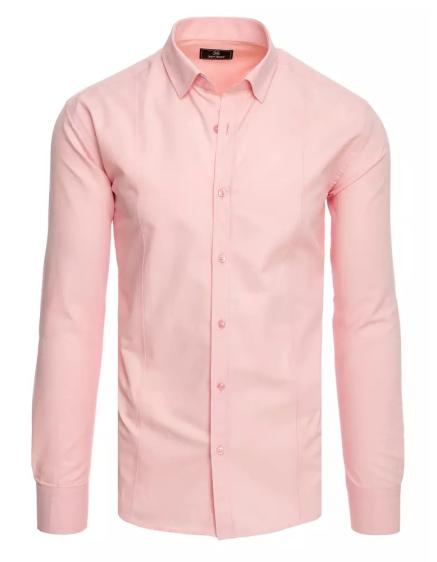 Pánská košile s dlouhým rukávem růžová ELEGANT