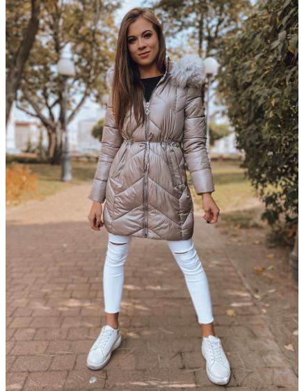 Dámska zimná elegantná bunda s kapucňou HECLA hnědá