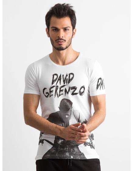 Bílé bavlněné pánské tričko s potiskem