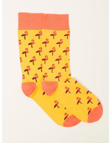 Žluté pánské ponožky s potiskem