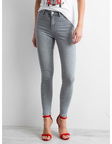 Dámské džíny s vysokým pasem WAIS šedé