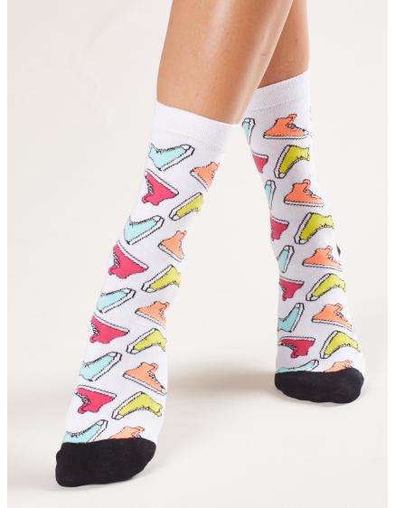 Dámské ponožky s barevným potiskem TALA bílé